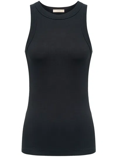 12 Storeez Ribbed-knit Cotton Tank Top In Black