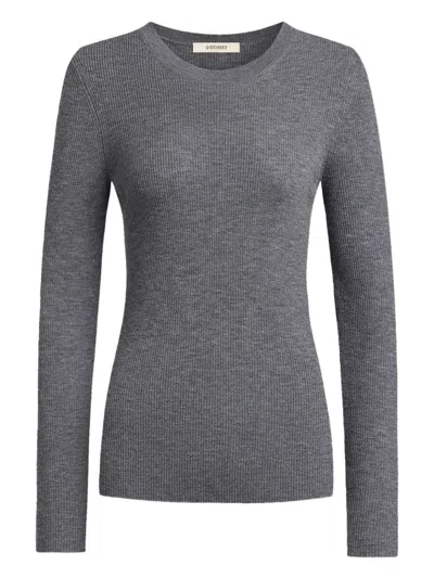 12 Storeez Ribbed Merino Sweater In Gray