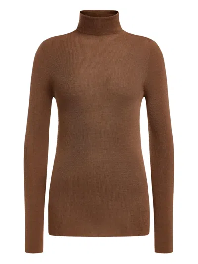 12 Storeez Ribbed Turtleneck Sweater In Brown