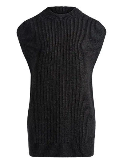 12 Storeez Ribbed Wool Vest In Gray