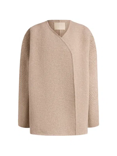 12 Storeez Ripple Cashmere Jacket In Brown