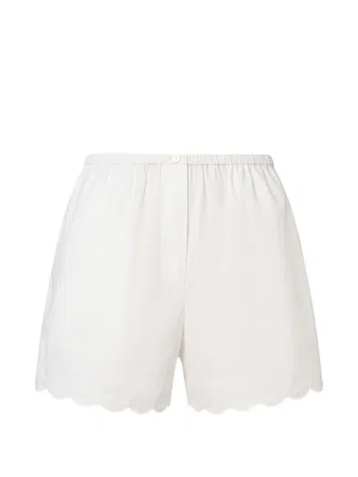 12 Storeez Rocaille Scalloped-hem Mini Shorts In White