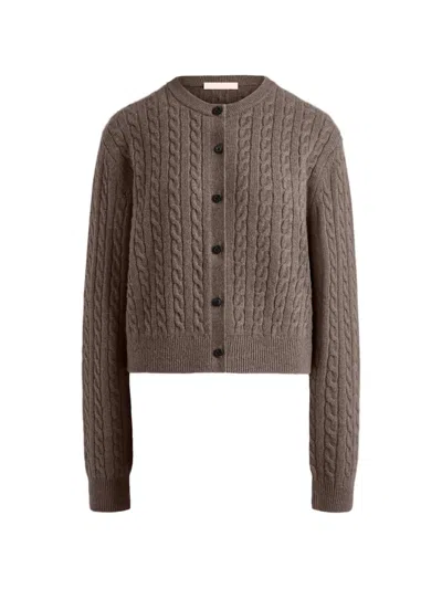 12 Storeez Rye Cable-knit Cardigan In Brown