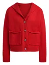 12 Storeez Sailor-collar Cardigan In Red