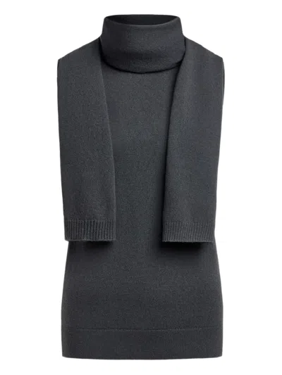 12 Storeez Scarf-detail Turtleneck Top In Gray