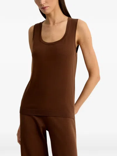 12 Storeez Scoop-neck Tank Top In Brown