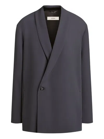12 Storeez Shawl-collar Button Blazer In Gray