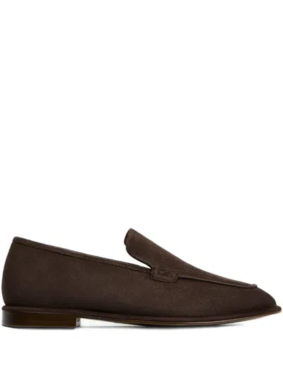 12 Storeez Shearling Leather Loafers In Brown
