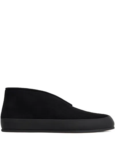 12 Storeez Shearling Suede Loafers In Black