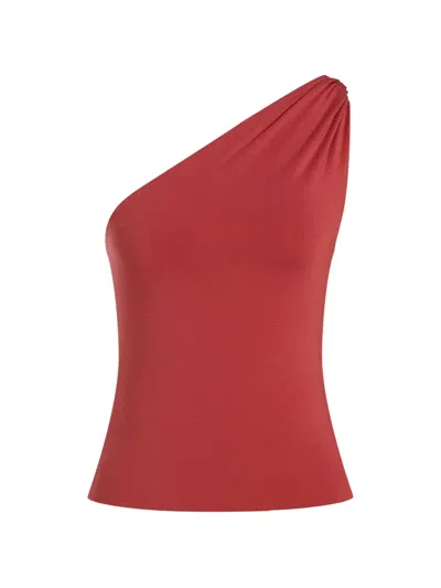 12 Storeez Siesta One-shoulder Draped Top In Red