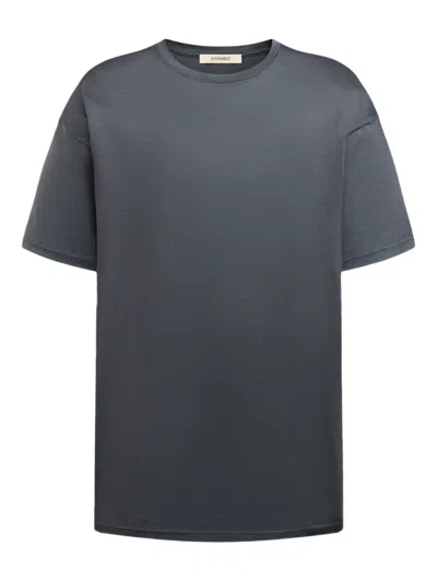 12 Storeez Silk Crew-neck T-shirt In Blue