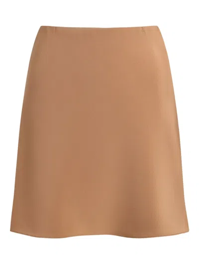12 Storeez Silk Mini Skirt In Brown