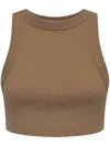 12 Storeez Sleeveless Cotton Crop Top In Brown