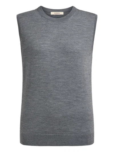 12 Storeez Sleeveless Knitted Vest In Gray
