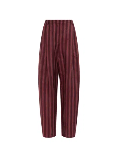 12 Storeez Sorbet Striped Linen Trousers In Red