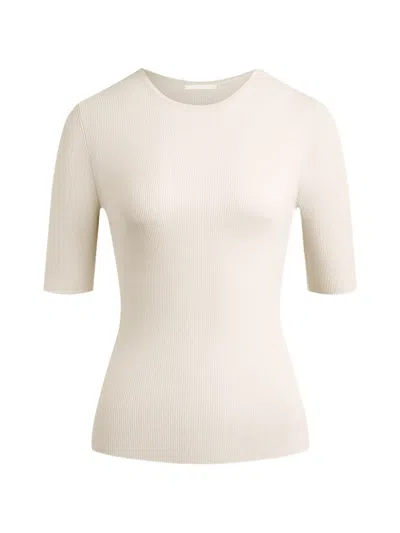 12 Storeez Souffle Ribbed-knit Top In Neutral