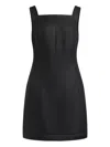 12 Storeez Square-neck Linen Mini Dress In Black