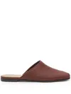 12 Storeez Square-toe Leather Mules In Brown