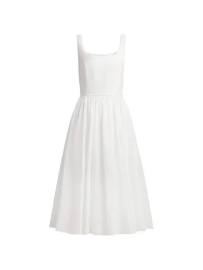 12 Storeez Square-neck Midi Dress In White