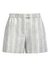 12 Storeez Striped Linen Shorts In Gray