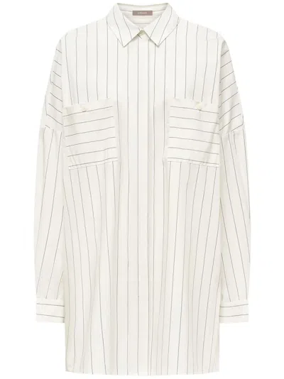 12 Storeez Striped Long-sleeve Shirt In White