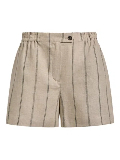 12 Storeez Striped-pattern Elasticated-waistband Shorts In Neutral