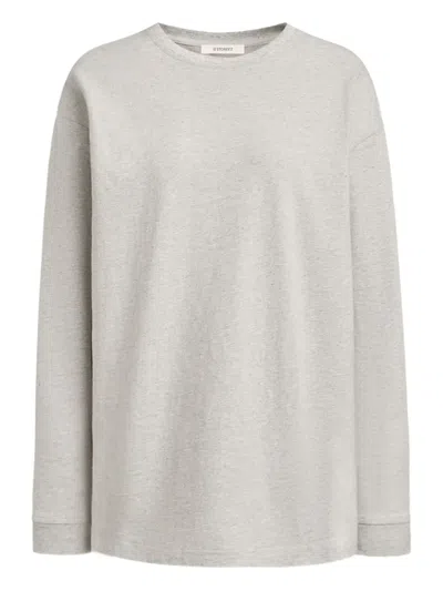 12 Storeez Textured Cotton Long-sleeve T-shirt In Gray