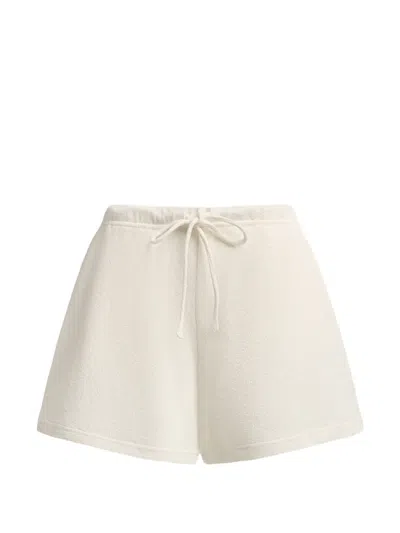 12 Storeez Textured Drawstring Shorts In White