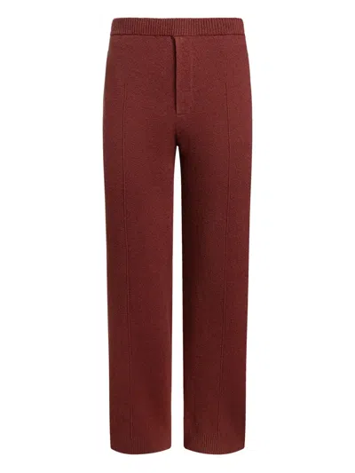 12 Storeez Textured Knit Trousers In Red