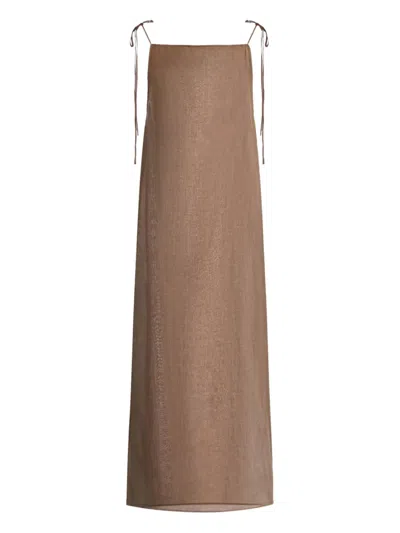12 Storeez Tie-straps Dress In Brown
