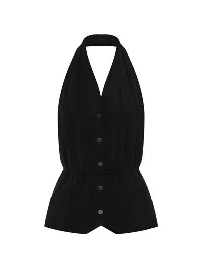 12 Storeez Trevi Halterneck Top In Black