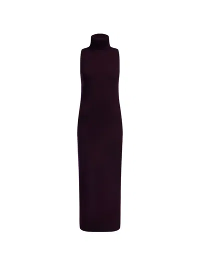 12 Storeez Turtleneck Sleeveless Maxi Dress In Burgundy