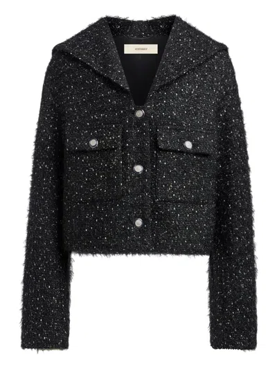 12 Storeez Tweed Blazer In Black