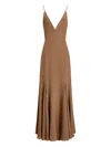 12 Storeez V-neck Flared Dress In Brown