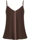 12 Storeez V-neck Silk Top In Brown