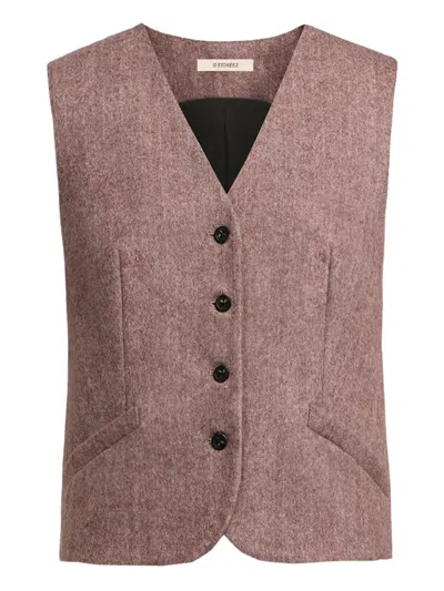 12 Storeez V-neck Waistcoat In Red