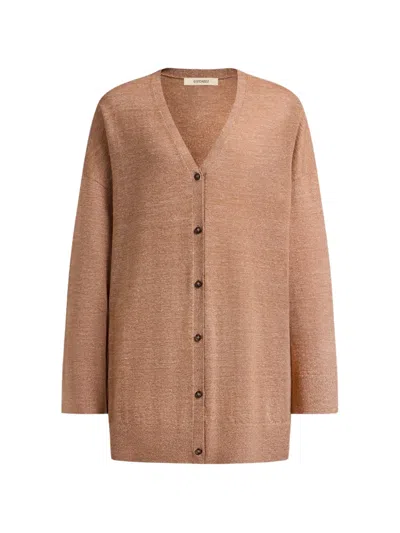 12 Storeez Cardigan Mit V-ausschnitt In Brown