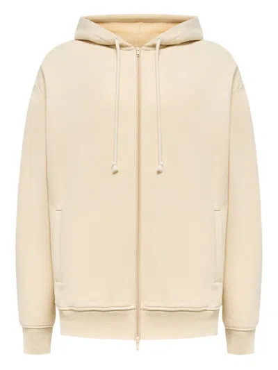 12 Storeez Zip Peached Terry Hoodie In Neutral