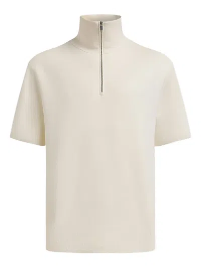 12 Storeez Zip Polo Shirt In Yellow