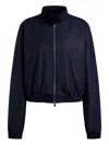 12 Storeez Zip-up Elasticated-waist Bomber Jacket In Blue