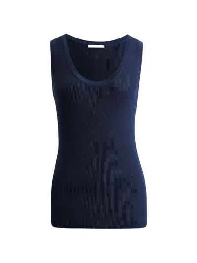 12 Storeez Zoe Ribbed-knit Tank Top In Blue