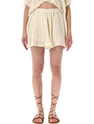 120% Lino Crinkle Linen Shorts In Neutral