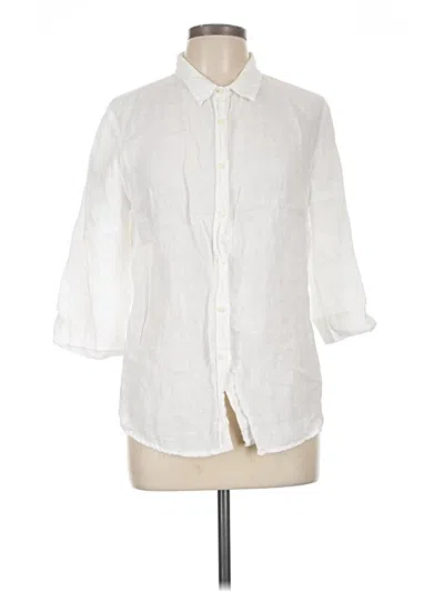Pre-owned 120% Lino 3/4 Sleeve Button Down Shirt In White