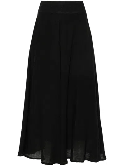 120% Lino A-line Linen Skirt In Black