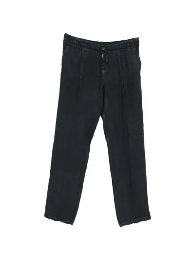 120% Lino Alim Buttoned Trousers In Black
