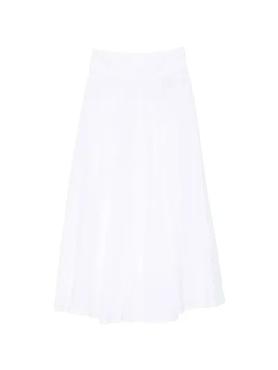 120% Lino A-line Midi Skirt In White