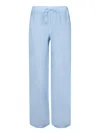 120% Lino Relaxed Wide-leg Linen Pants With Drawstring Waist In Blue
