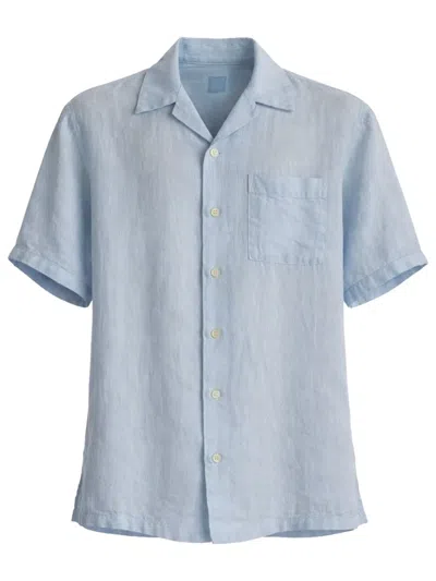 120% Lino Azure Linen Shirt In Blue
