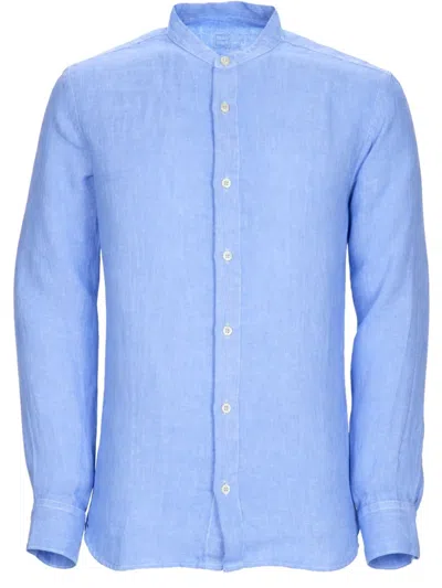 120% Lino Azure Linen Shirt In Blue