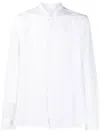 120% Lino Band-collar Linen Shirt In Weiss